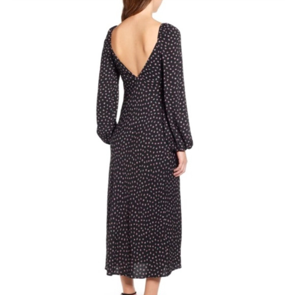 AFRM Black Floral Print Trixie Long Ballon Sleeve Midi Maxi Dress, size M - Picture 2 of 10